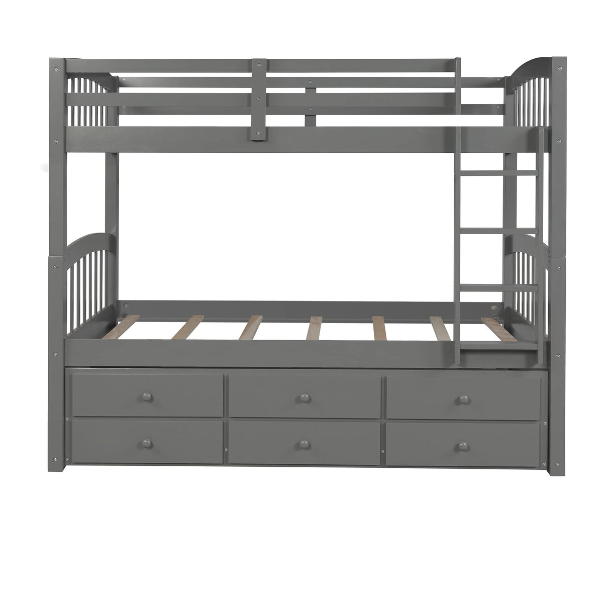 Harper & Bright Designs Twin Over Twin Bunk Bed with Trundle and Storage, Solid Wood Bunk Bed Frame with 3 Drawers for Kids, Teens, Adults (Gray) Harper & Bright Designs