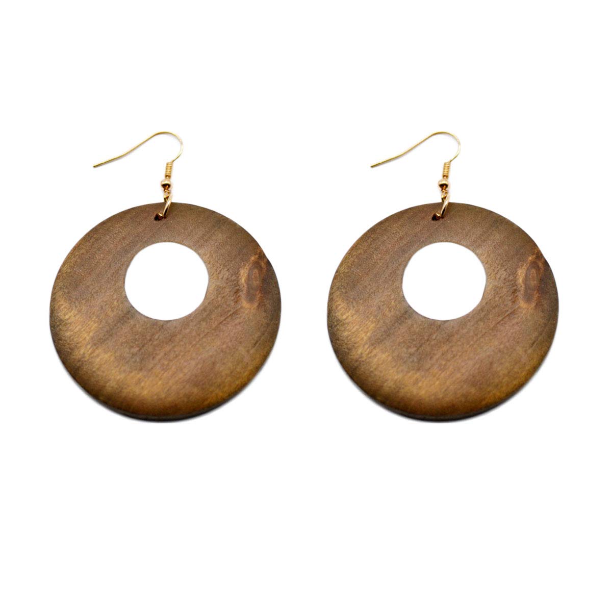 4 Pairs Ethnic Big Geometric Round Circle Teardrop Wood Dangle Earrings Wooden Drop Sets for Women COLORFUL BLING