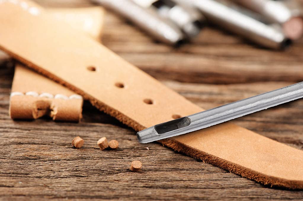 Walfront Hole Punch Kit, 10pcs Alloy Steel Leather Hand Tool, 0.5-5mm Multi Sizes Metal Puncher for Leather Craft, Clothing, Handbags, Belts etc. Walfront