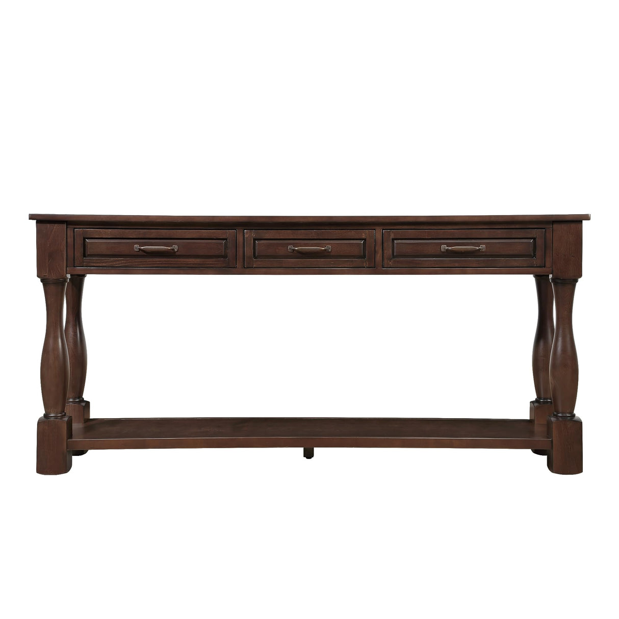 Merax Long 63" Console Sofa Table with 3 Drawers and 1 Bottom Shelf, Light Espresso Merax
