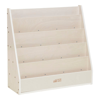 ECR4Kids Streamline Single-Sided Book Display with Storage, Classroom Bookshelf, White Wash