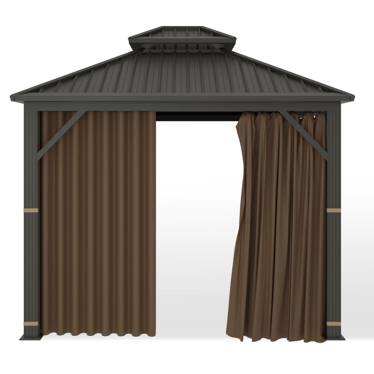 Gazebo Universal Replacement Privacy Curtain – Hugline 10' x 12' Gazebo Side Wall Outdoor Privacy Panel with Zipper (Brown) Hugline