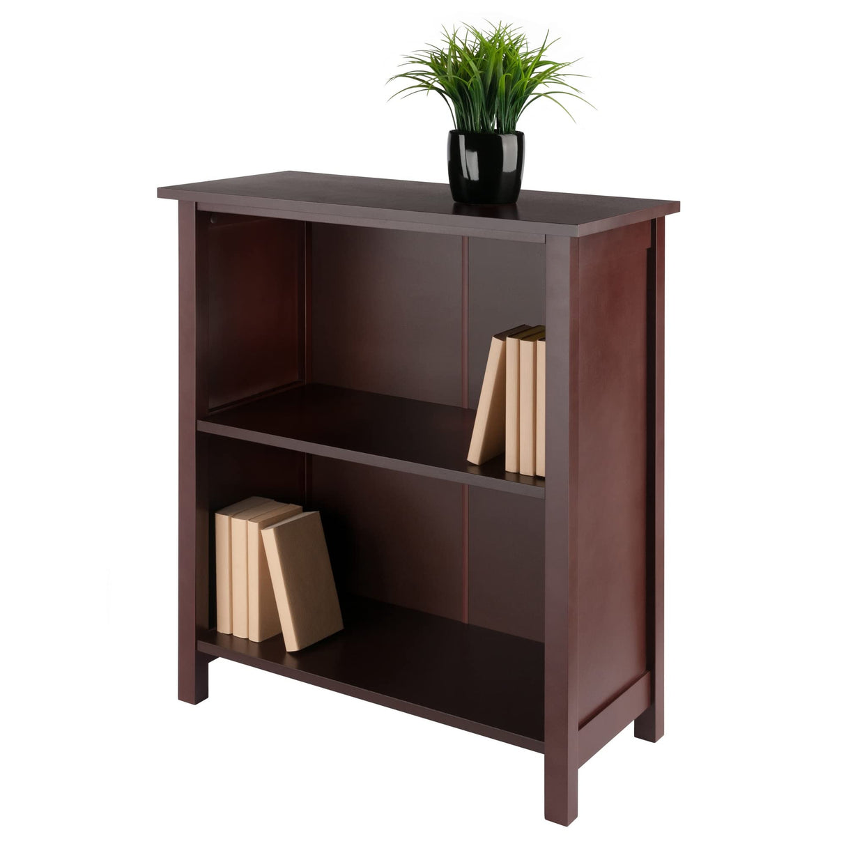Winsome Milan Solid/Composite Wood 3-Tier Medium Storage Shelf or Bookcase, Antique Walnut (94228) Winsome