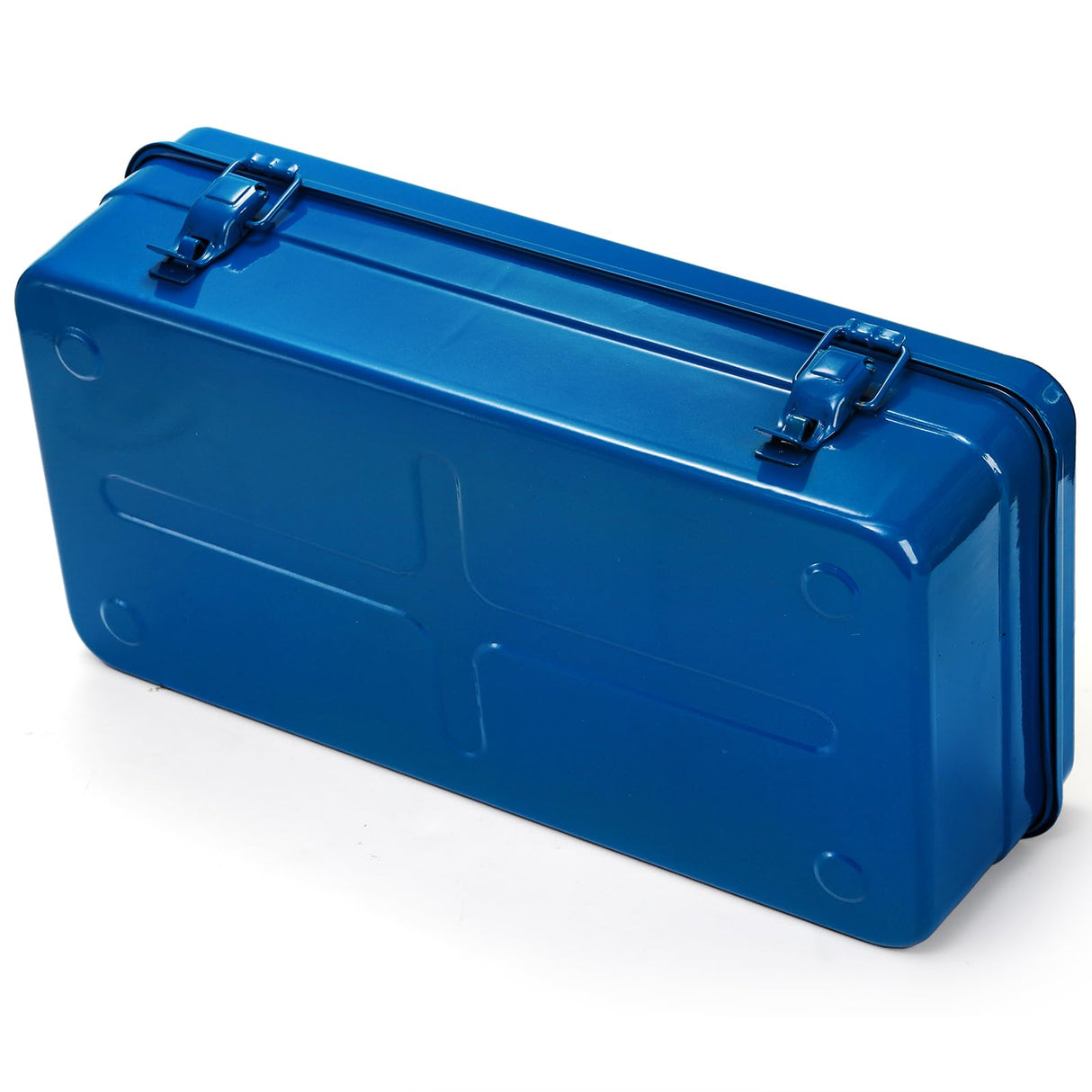 Acshio Portable Steel Tool Box, 16 Inch Metal Tool Organizer Box with Double Latch Closure and Handle, Heavy Duty Storage Toolbox Tool Chest for Workshop, Garage, Warehouse, Household, Blue Acshio