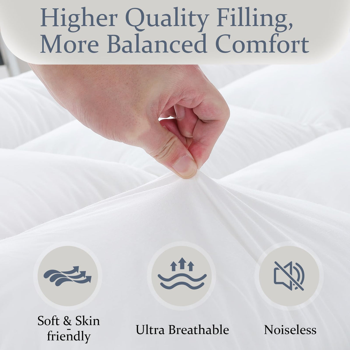 WhatsBedding 5 Inch Memory Foam Mattress Topper Twin for Pressure Relief, 100% Cotton Cover, Comfort Supportive Pillow Top Mattress Topper, 2000GSM Fluffy Shredded Memory Foam Filled WhatsBedding