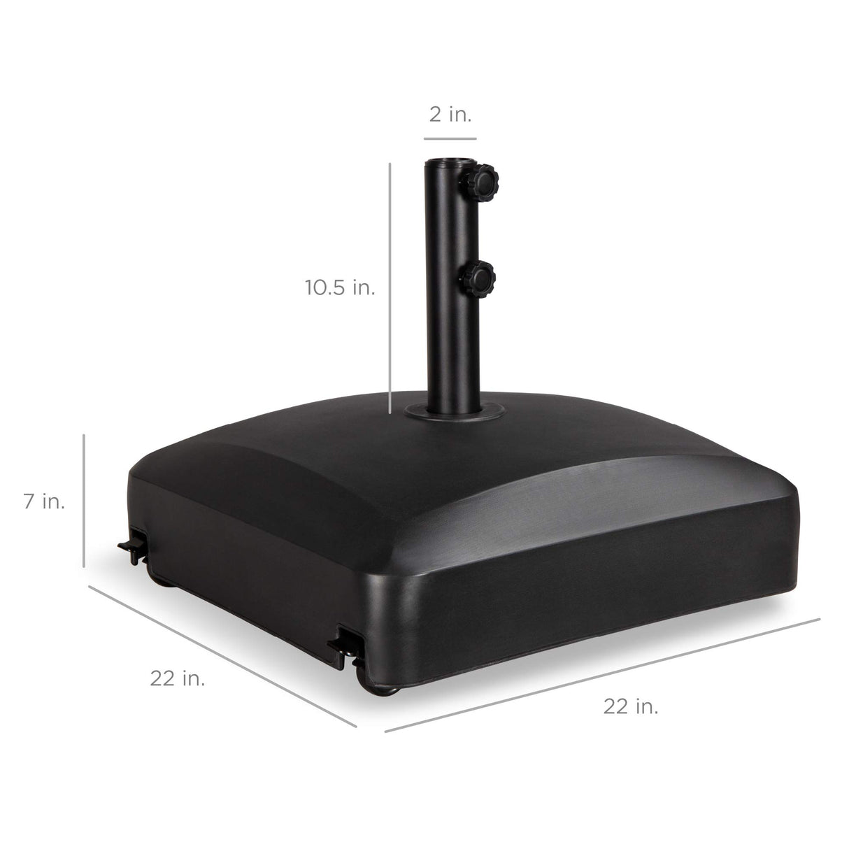 Best Choice Products 123lb Capacity Fillable Mobile Umbrella Base Heavy Duty Market Stand for Patio, Deck, Poolside w/ 4 Wheels, 2 Locks, 2 Knobs, Wind-Resistant Design - Black Best Choice Products