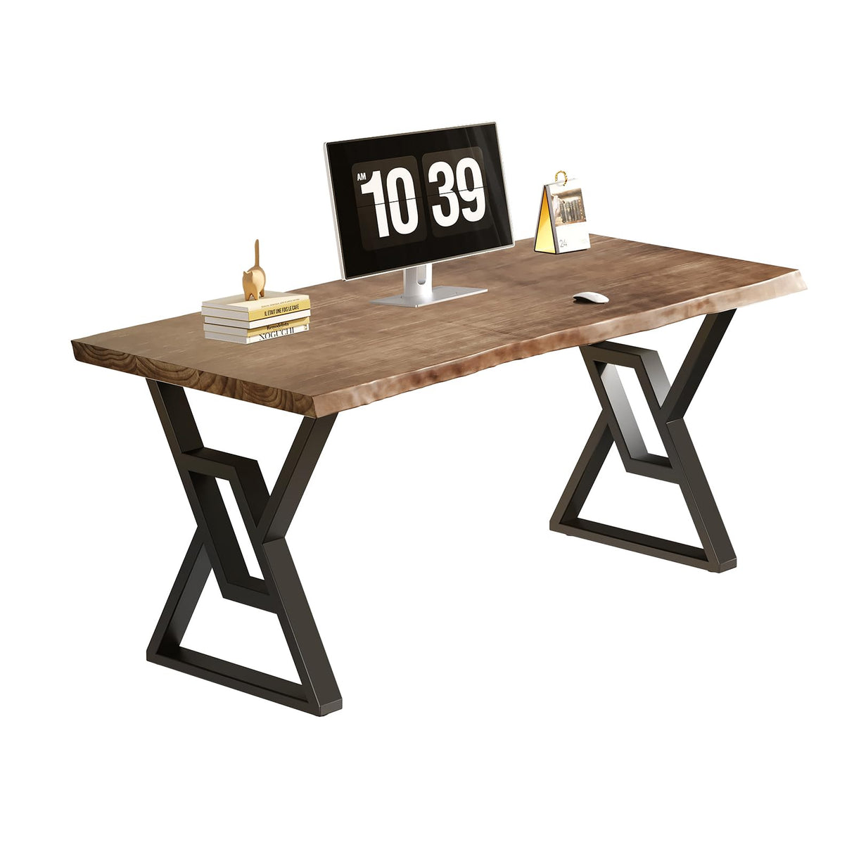 Sihtengxxhongs Rustic Brown 55-inch Solid Wood Computer Desk - Modern Gaming Workbench for Home Office, Modern Simple Design, Ideal for Study, Writing, Dining Sihtengxxhongs