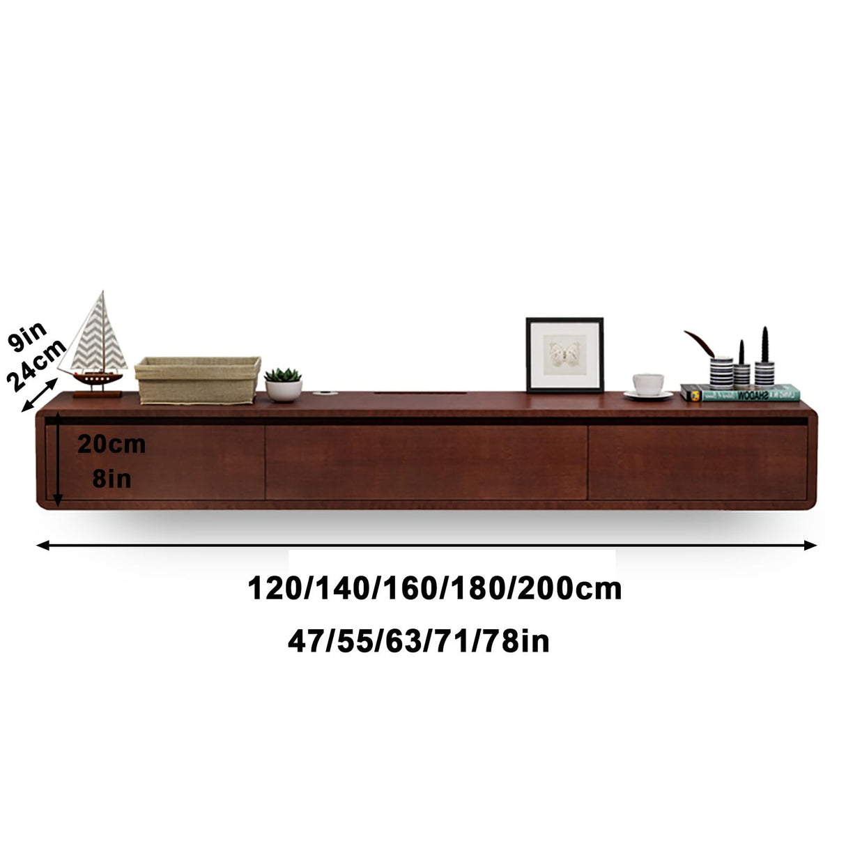 Floating tv stand,Wall Mounted TV Cabinet,Entertainment Center Wall Mounted Media Console,With two drawers and a semi-open storage space, Floating Shelves With Door,For Storage Hutch Under TV(Brown,63 HPIRFYE