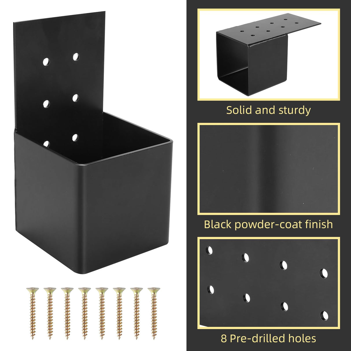 Pehciroe 4Pcs Pergola Brackets Post Top Rafter Brackets Deck Railing Brackets Connectors Pergola Wall Mount Bracket Kit for 4”x4” Wood Posts with Screws Pehciroe