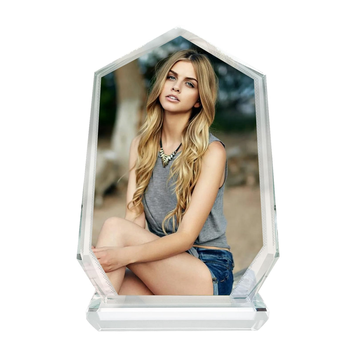 YGFRSTO Crystal Sublimation Blanks Sublimation Glass for Custom Picture Photo Frame, Award Plaque, Crystal Tabletop Decor, In-Loving Memory Sublimatin Printing Products (Peak) YGFRSTO