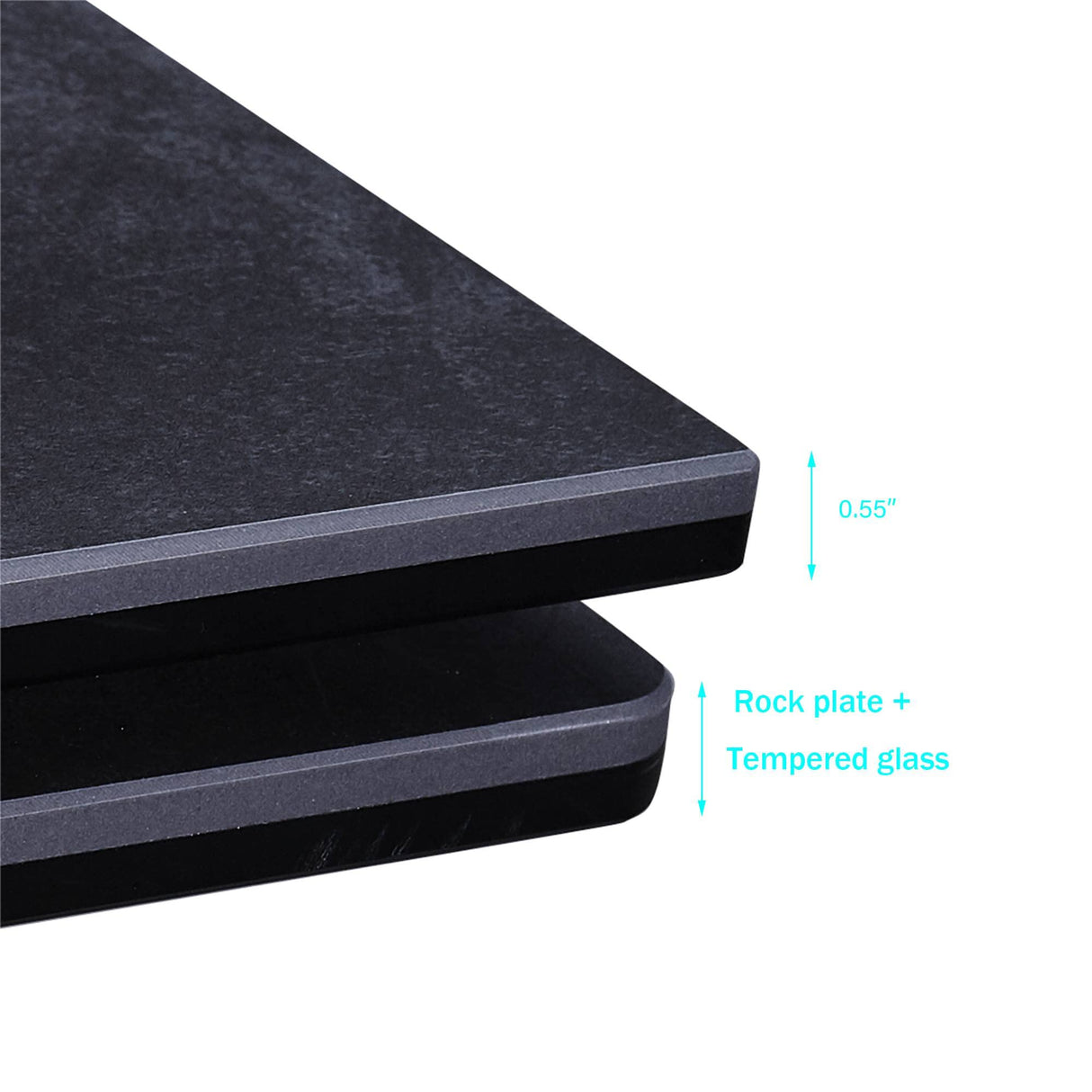 TimesGate Expandable Dining Table for 8-12 Seat, Flexible Stretch, Tabletop Made from Rock Plate and Tempered Glass, Solid Carbon Steel Base, 35.4" D x 94.5" W x 30" H, Dark Grey TimesGate