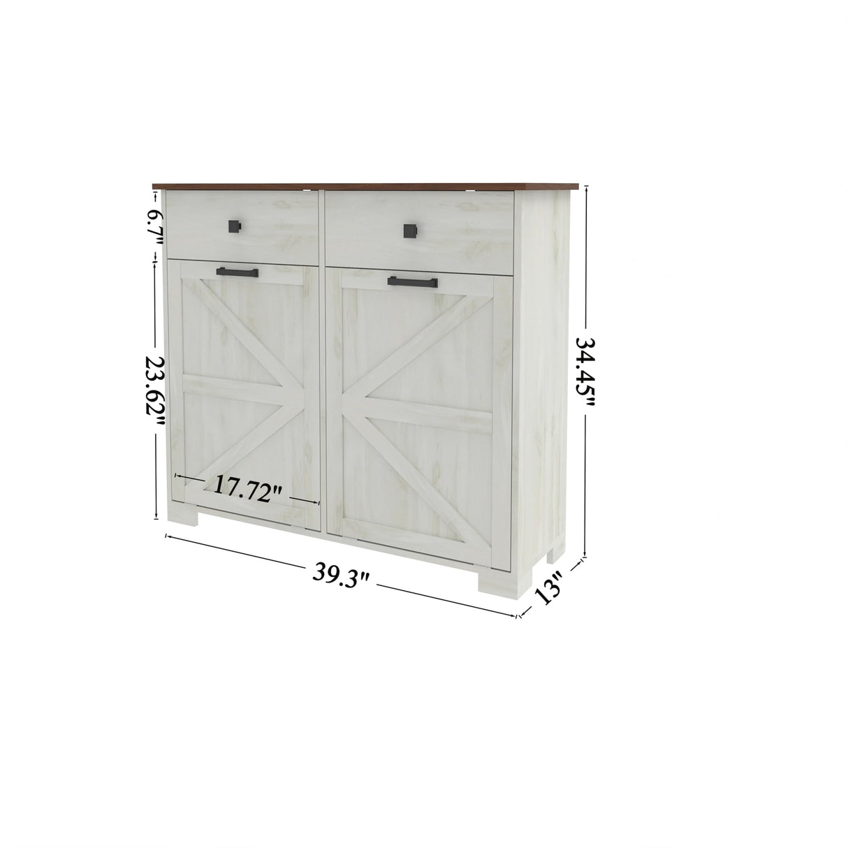 HOLISUN Double Tilt Out Trash Cabinet Kitchen Trash Bin Cabinet, 2x13 Gallons, Farmhouse Recycling Trash Can Cabinet with Hidden Drawers, Pet Proof Garbage Can for Kitchen, Living Room, White HOLISUN