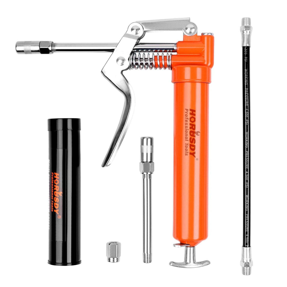 HORUSDY Mini Pistol Grip Grease Gun, with 3 OZ. Grease & Coupler (2900 PSI) HORUSDY