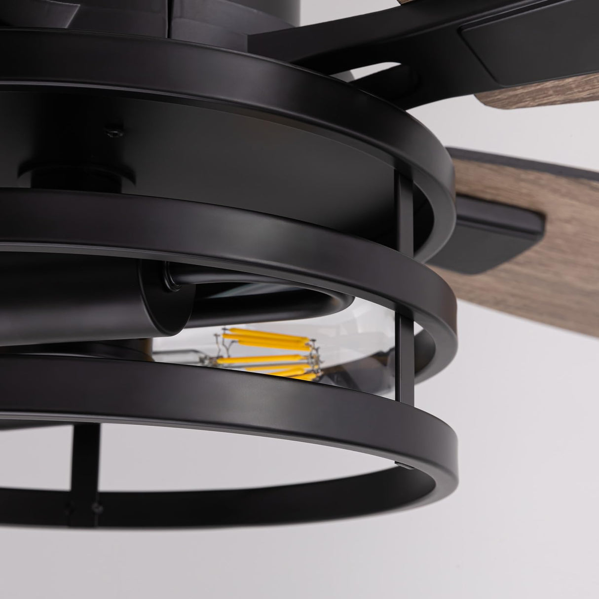 Tinkoso 46 Inch Ceiling Fans with Lights and Remote Control, Flush Mount Black Ceiling Fan with Light, Industrial Retro Style, Indoor for Bedroom Living Room 8837X Tinkoso