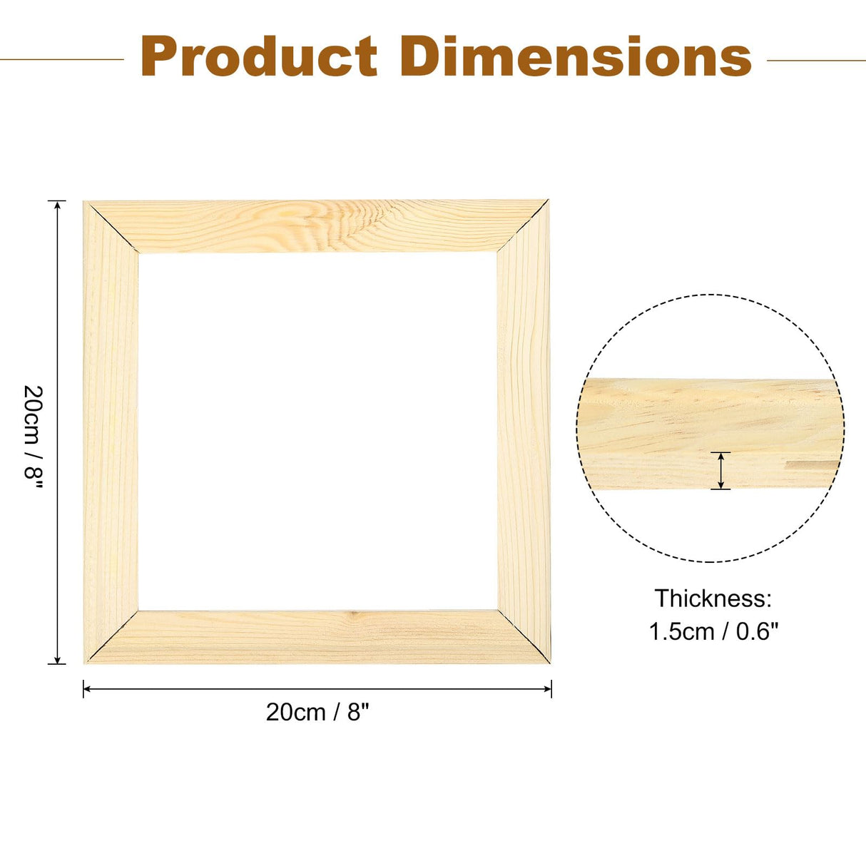 uxcell DIY Canvas Stretcher Bars, 8 x 8 Inch Canvas Frame Wooden Frames Kit Sturdy Stretcher Frames for Oil Paintings Prints Posters uxcell