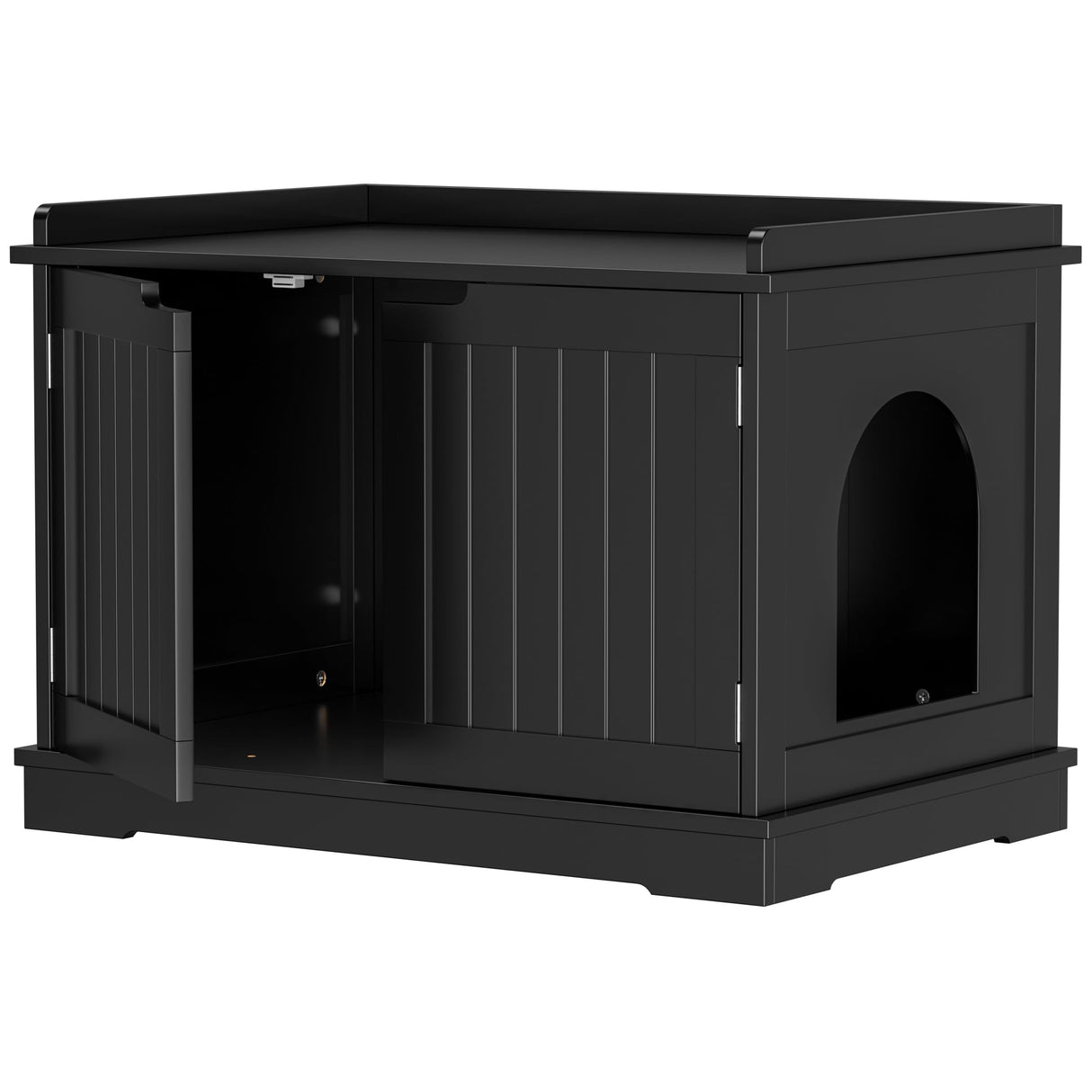 Cat Litter Box Enclosure, Litter Box Furniture Hidden, Wooden Cat Washroom, Cat Litter Box Cabinet, Indoor Cat House w/Removable Divider, as Table Nightstand Storage Bench (Black) Pet Republic