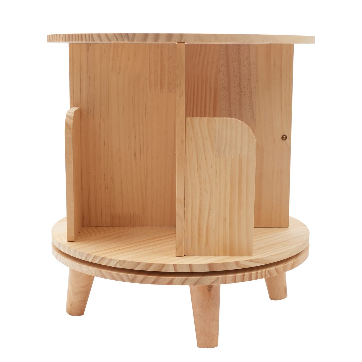 GNJINX 360° Rotating Solid Wood Bookshelf - 1 Tier Floor Standing Bookcase for Kids & Adults GNJINX