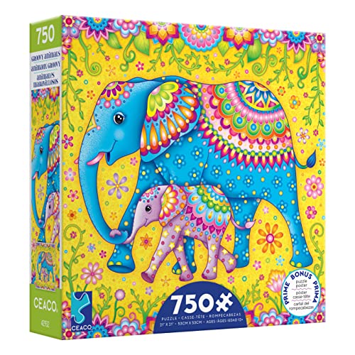 Ceaco - Groovy Animals - Elephants - 750 Piece Jigsaw Puzzle Ceaco