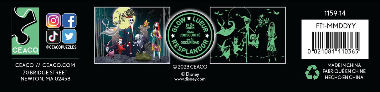 Ceaco - Disney - Tim Burton's Nightmare Before Christmas - Glow in The Dark - Festive Frolics - 750 Piece Jigsaw Puzzle Ceaco