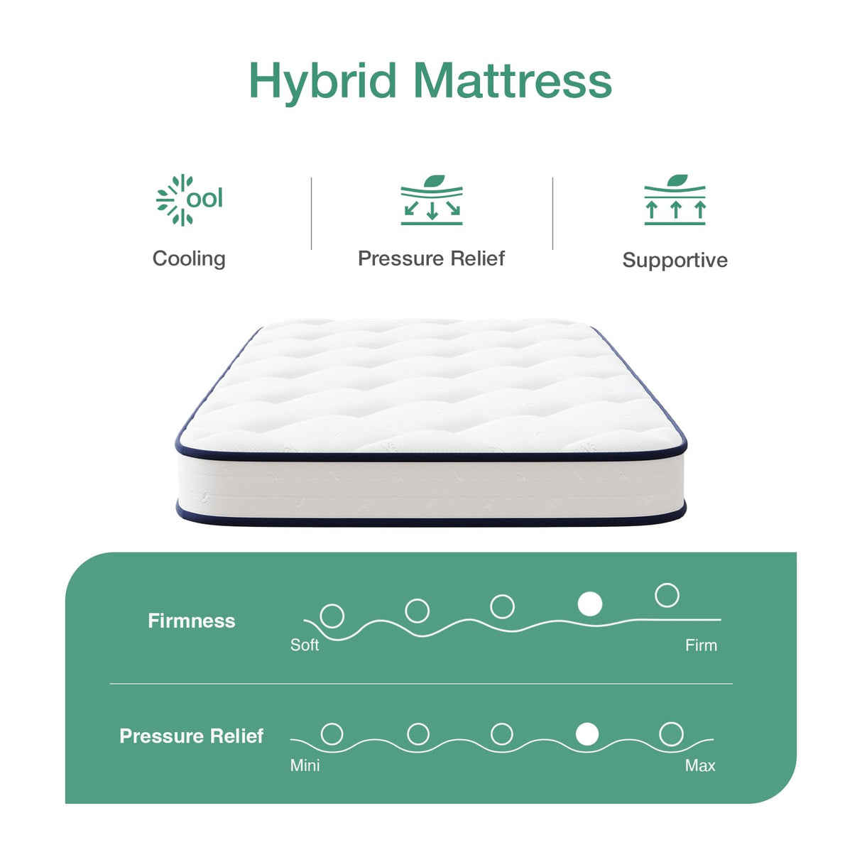 Novilla 6 Inch Twin Mattress,Bonnell Spring Hybrid Mattresses for Spine Support & Cooling Comfort - Twin Bed Mattress,Adaptive Foam Layer with Firm Feel - CertiPUR-US Certified for Youth/Guest Rooms Novilla
