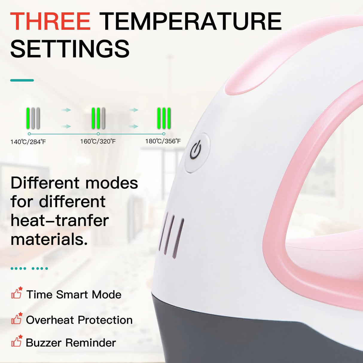 HTVRONT Heat Press Mini Iron for Crafting, Mini Heat Press Machine for T Shirts, Auto-Off Small Heat Press Portable Iron Press for Heating Transfer(Pink) HTVRONT