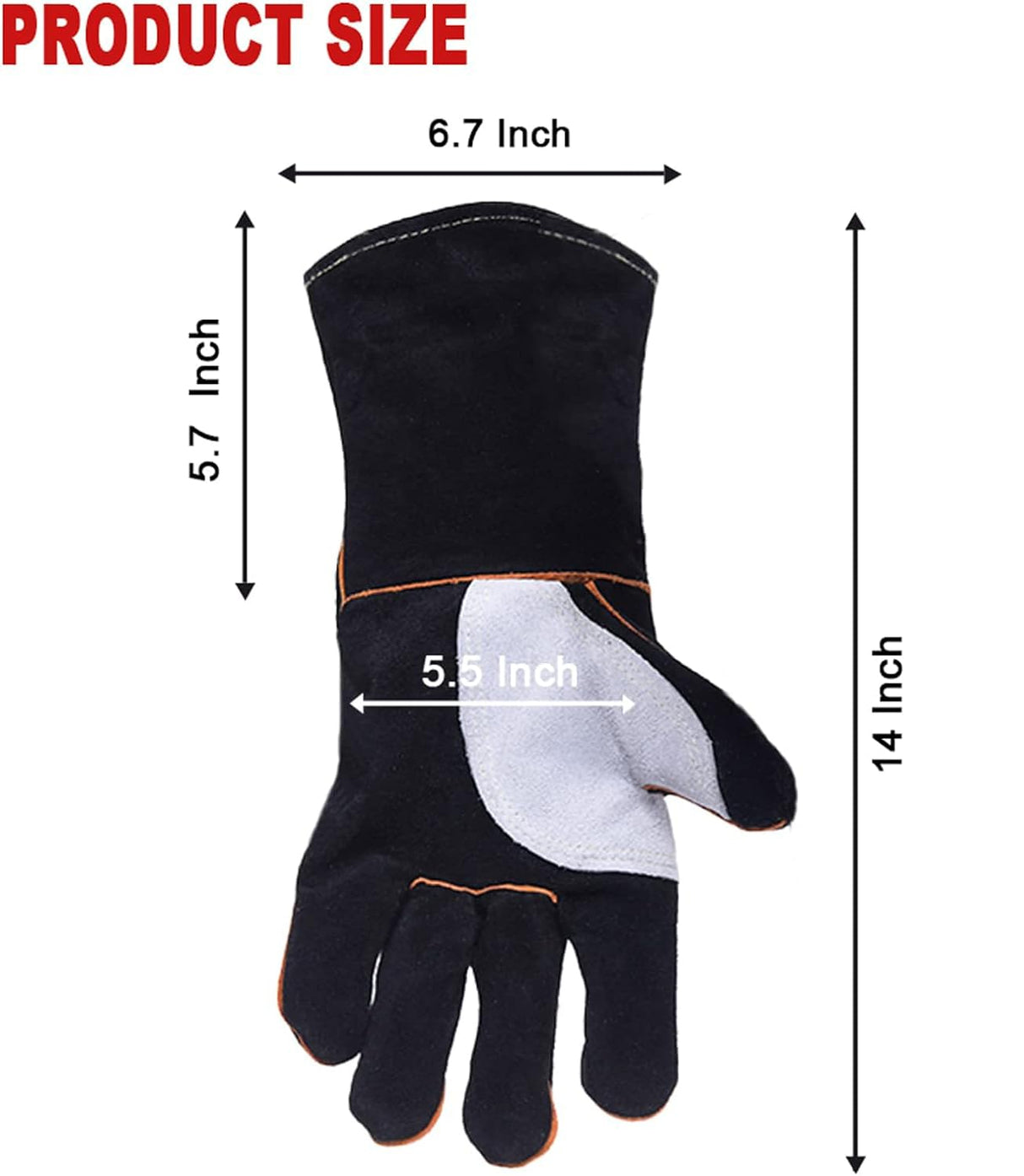 TOPDC Welding Gloves 14 Inches Fire/Heat Resistant Leather For Mig,Tig,Stick,Forge,BBQ,Grill, Fireplace,Wood Stove, Furnace,Pot,Oven TOPDC