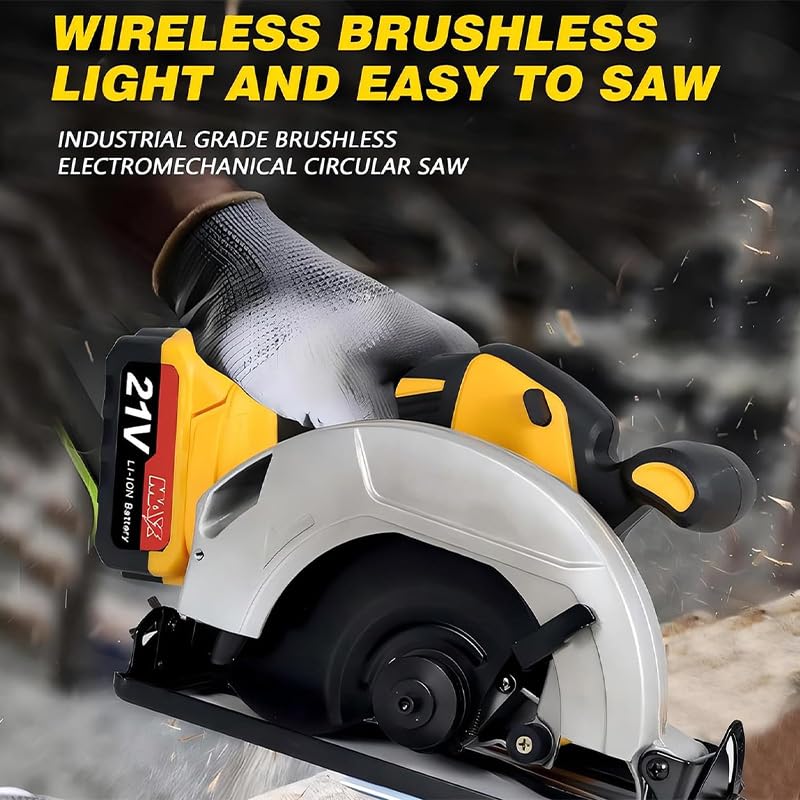 Cordless Circular Saw for DEWALT 20V MAX Battery, 7-1/4 Inch Brushless Power Circular Saws, 0-50 Degree Bevel Capability, Lightweight with 2 Blades for Woodworking, Stone & Plastic, Bare Tool Only searvgrh