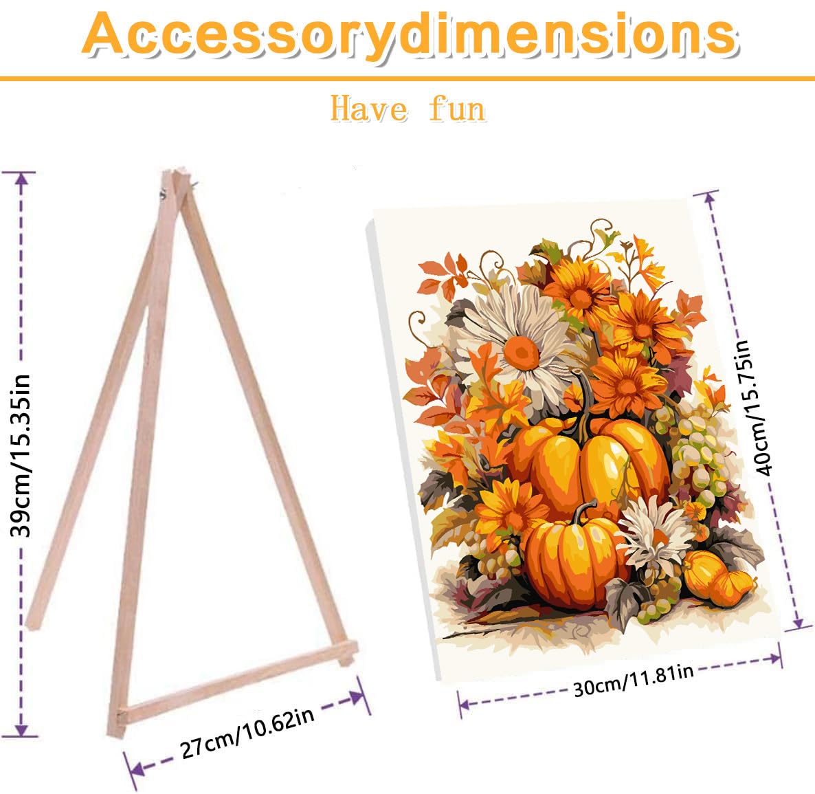 Meothan Paint by Numbers Kits for Adults Framed, Fall Paint by Number for Adults Beginners, Autumn Pumpkin Paint by Numbers Kits on Canvas with Framed for Home Wall Decor 12x16inch (with Easel) Meothan