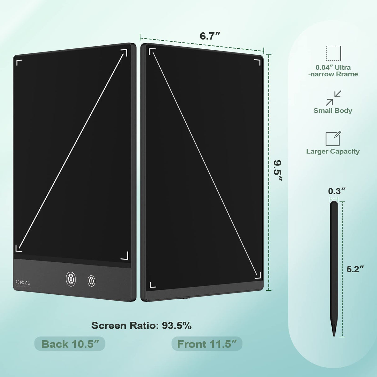 Ksequ LCD Writing Tablet for Adults- 10.5″ LCD Writing Tablet,Double-Sided Full Screen,Digital Notepad for School,Office,Home,Erasable,Reusable Ksequ