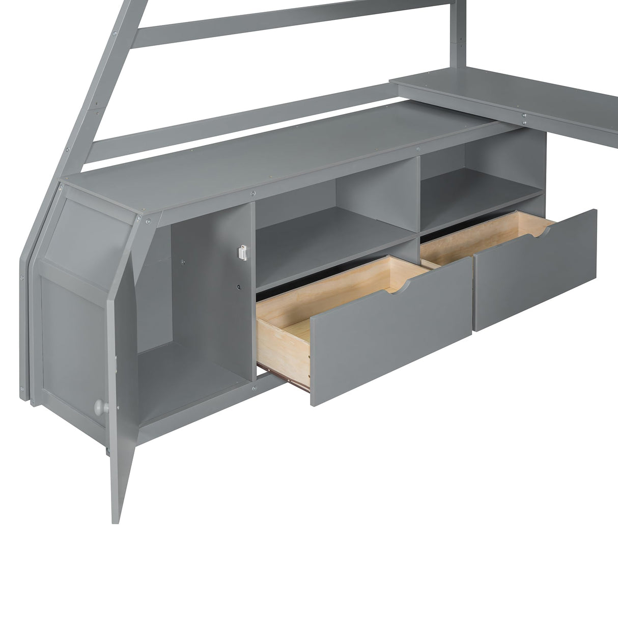 Harper & Bright Designs Full Size Loft Bed with Stairs and Desk, Solid Wood Loft Bed Frame with Storage Drawers and Shelves, for Kids Teens Adults - Gray Harper & Bright Designs