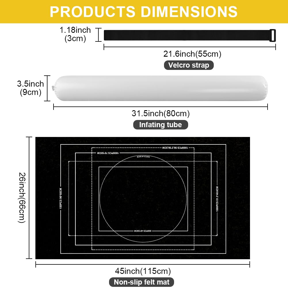 Ainiv Jigsaw Puzzle Mat Roll Up 1500 Pieces, 46" x 26" Portable Felt Puzzles Board with Travel Storage Bag, Jigsaw Saver Pad Keeper for Adults Teens, Black Ainiv