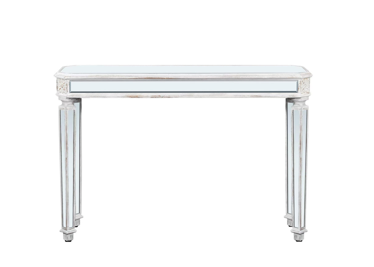 48-Inch Mirrored Console Table,Modern Entryway Table Glass Sofa Table with Mirror Finish, Rectangle Narrow,Accent Foyer Table for Living Room,Hallway, Entrance (Silver) JIJIWANG