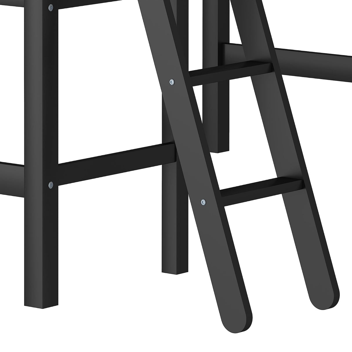 Hillsdale Caspian Black Solid Wood Twin Loft Bed with Built-In Desk for Kids Hillsdale