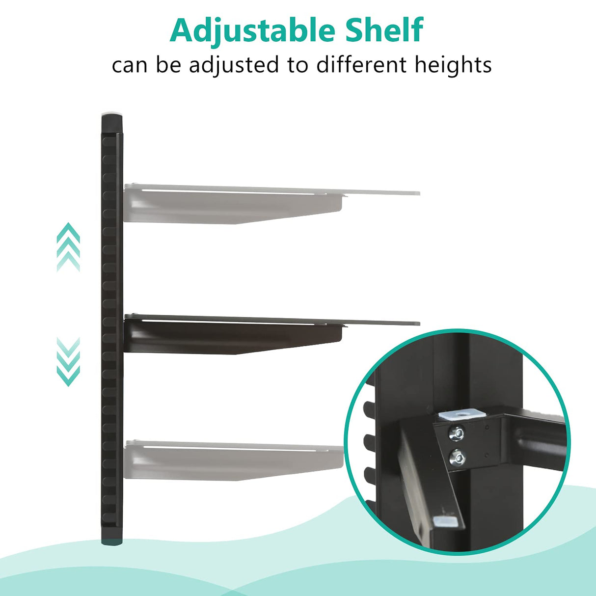 WALI Floating Entertainment Center Shelves, Holds Up to 17.6lbs, TV Shelf with Strengthened Tempered Glasses for DVD Players, Cable Boxes, Games Consoles, TV Accessories (CS201B), 1 Shelf, Black WALI