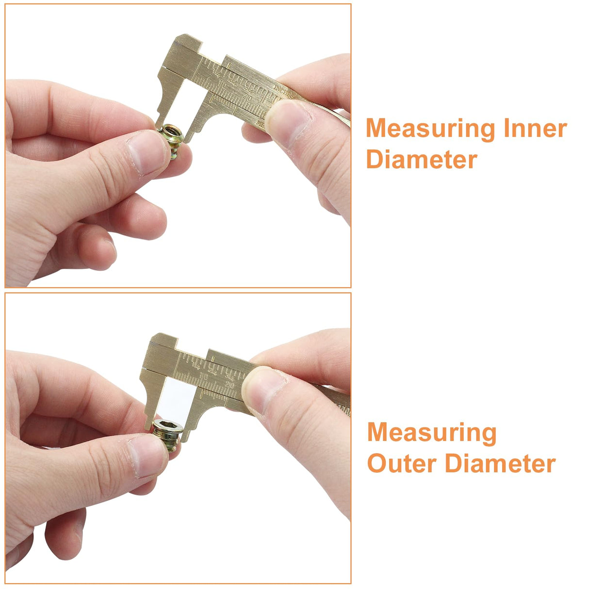 Piutouyar 80mm/3.15" Pocket Vernier Caliper Ruler, Brass Sliding Gauge Pocket Caliper, Mini Measuring Tool Double Scale mm/inch Metal Handy Caliper Piutouyar