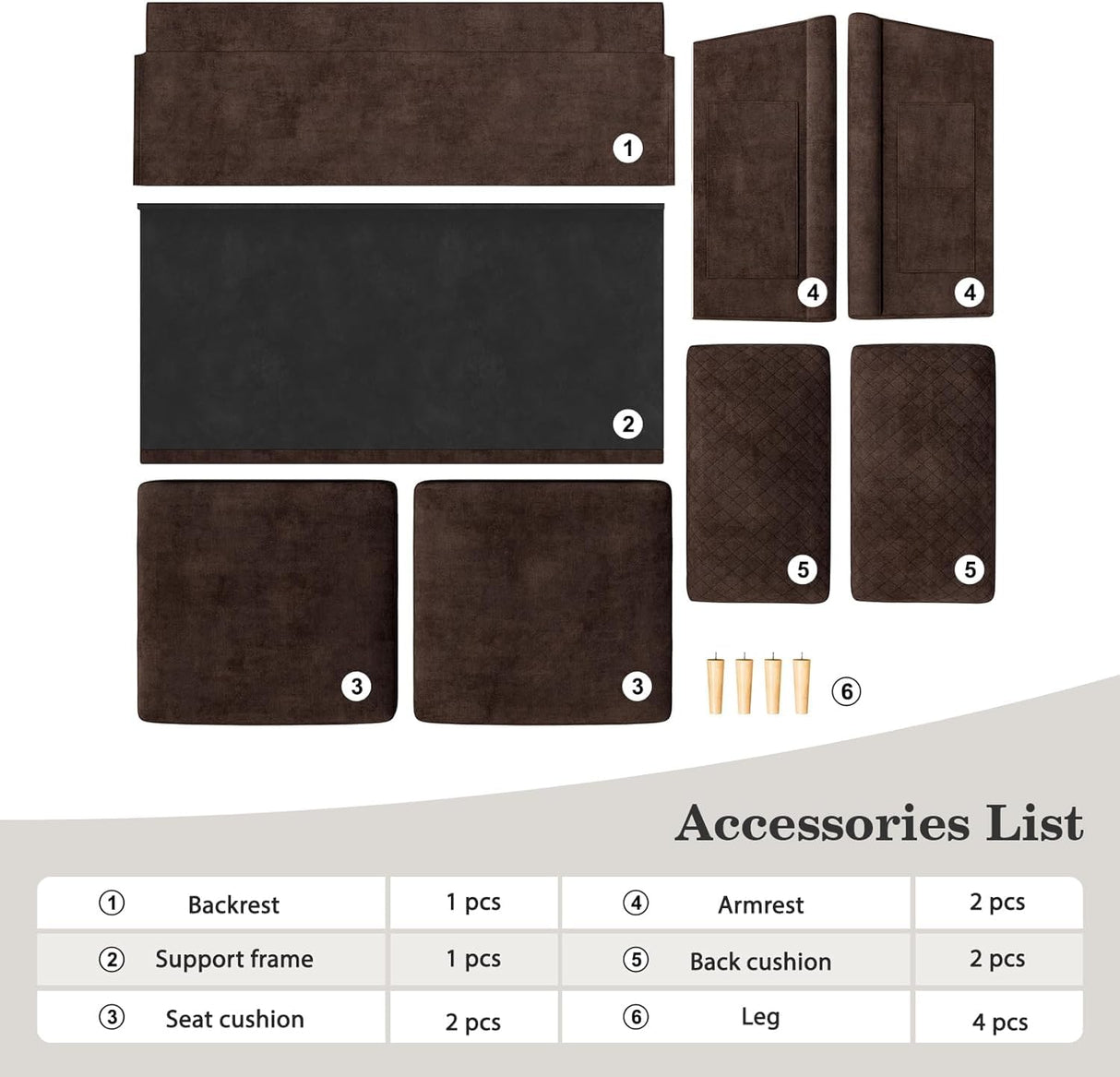 Vesgantti 65" Brown Loveseat, Comfy Small Couch, Mid Century Modern Decor Loveseat Sofa, Couches for Living Room, Small Couch for Bedroom, 2-Seat Sofa Living Room Furniture,No Tool Fast Assembly Vesgantti