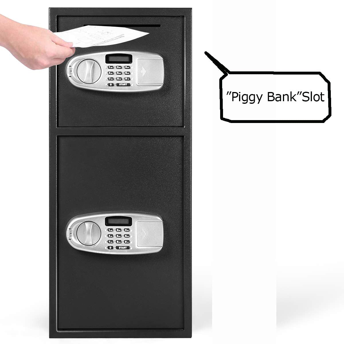 S AFSTAR Digital Safe Box, Double Door Security Depository Drop Box, Drop Slot Safes with Separate Keypad and Emergency Keys for Gun Cash Jewelry Document, 14 x 12 x 31.5 Inches, Black S AFSTAR