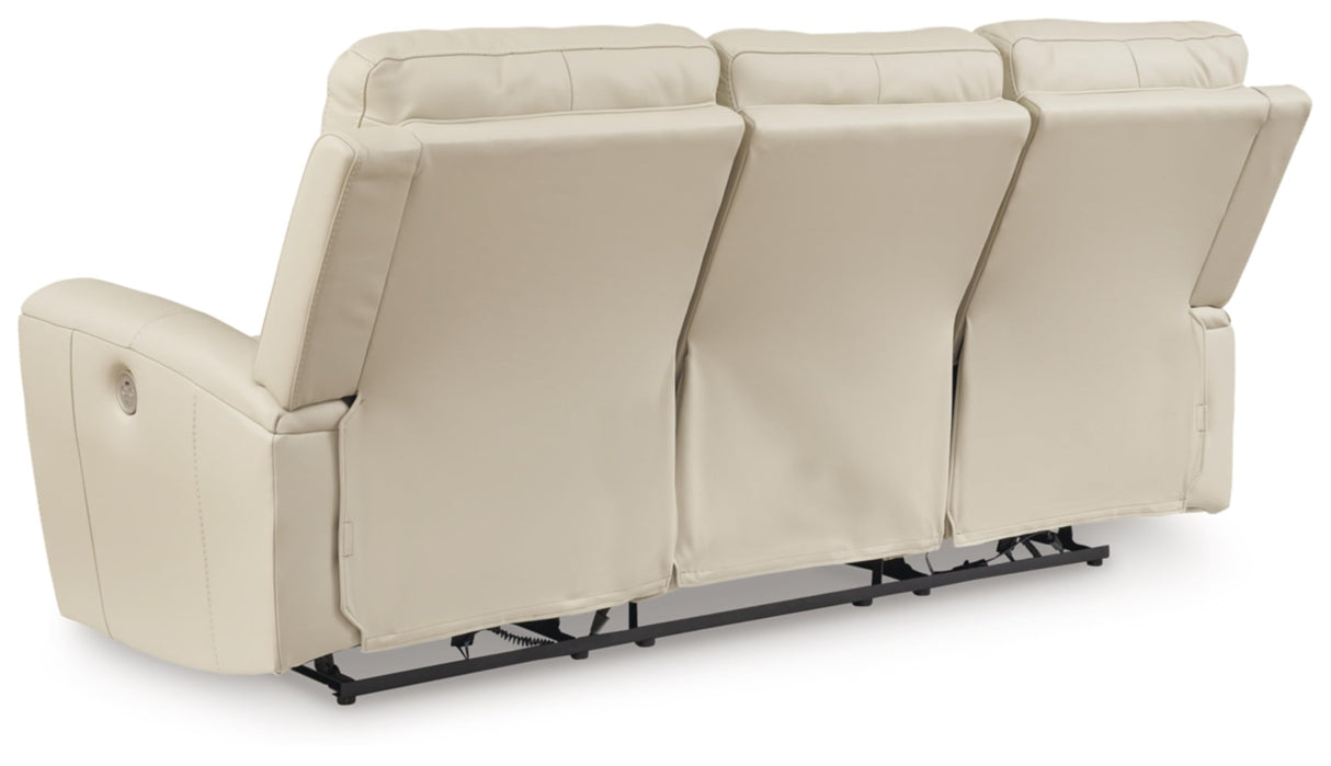 Signature Design by Ashley Dahlmoore Modern Leather Match Power Reclining Sofa with USB Ports, Beige Signature Design by Ashley