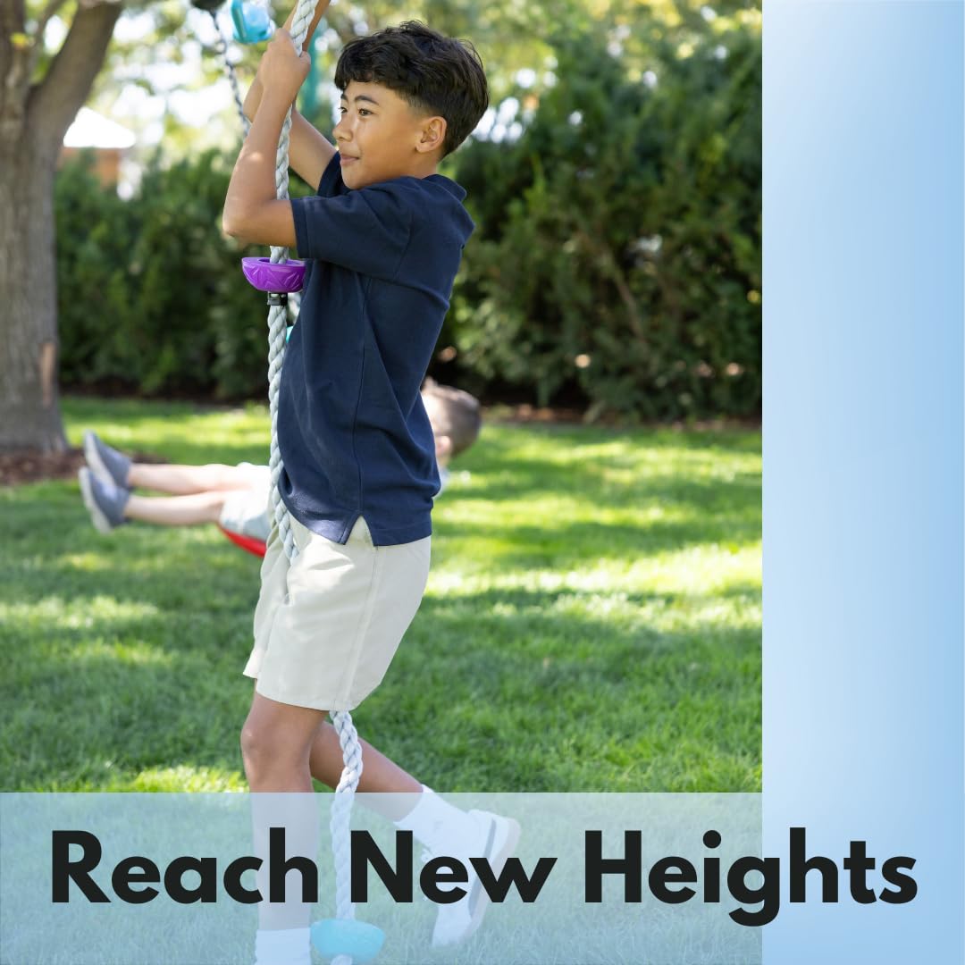 Slackers 8 ft Multi-Color Climbing Rope - Best Outdoor Ninja Warrior Training Equipment for Kids - A Great Addition to Your Backyard Ninjaline Obstacle Course Slackers