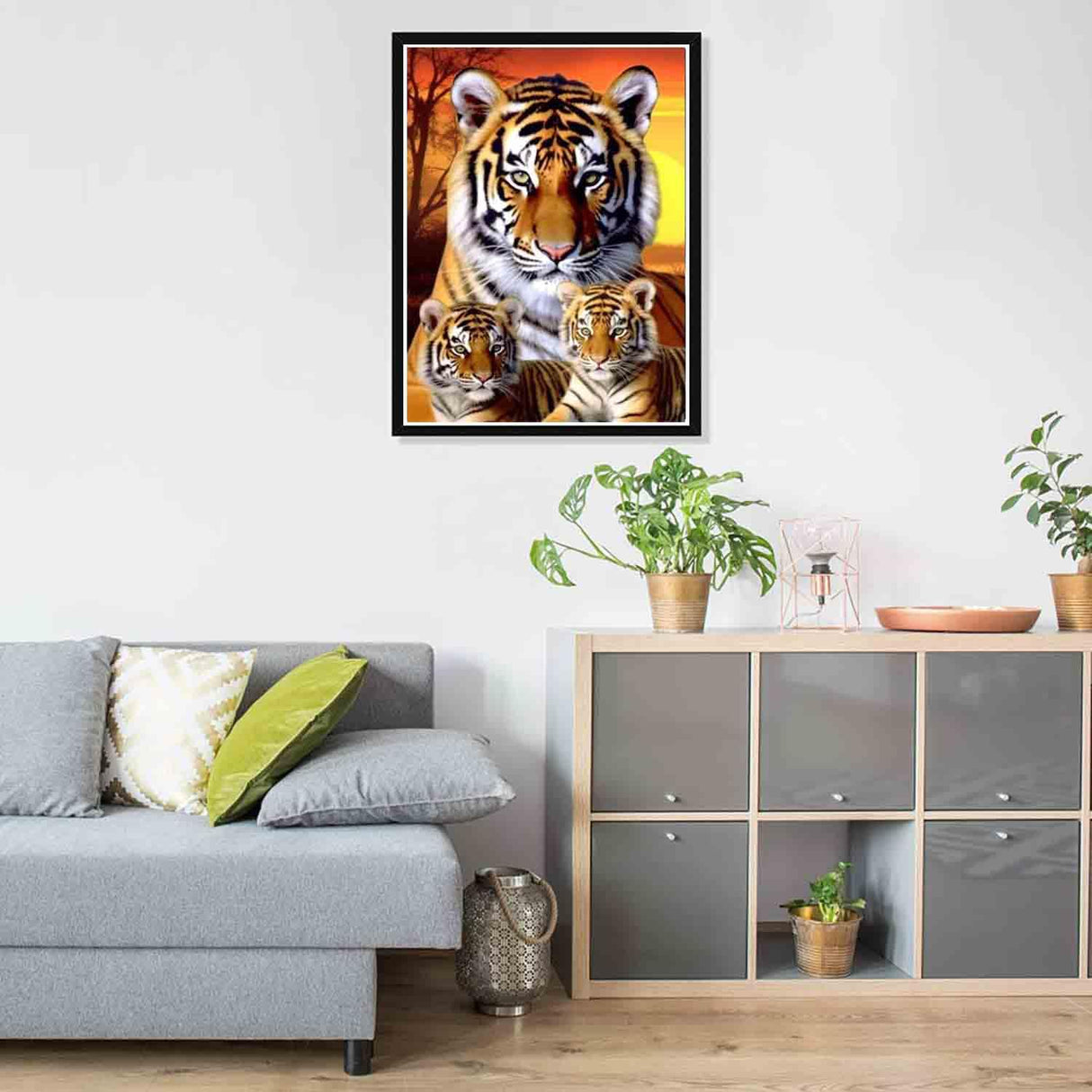 Pavemlo 5D Diamond Art Kits for Adults Three Tigers, Full Drill Diamond Art Animal Pictures Paint with Diamonds, DIY Cross Stitch Jewel Art Rhinestone Craft for Home Wall Decor 12X16 inch Pavemlo