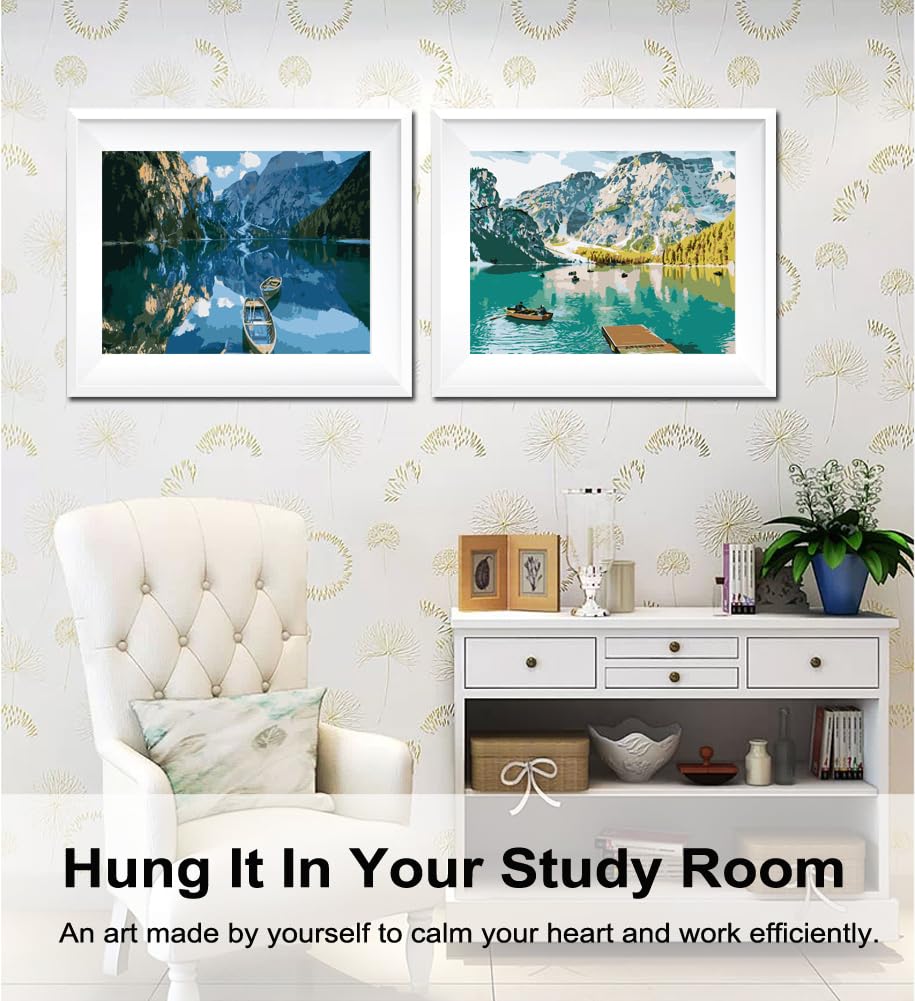 BAISITE Paint by Numbers Kit for Adults Beginners,12" Wx16 L 2 Pack Canvas for Painting Kits for Adults in Colorful Box-PBN281-282 BAISITE