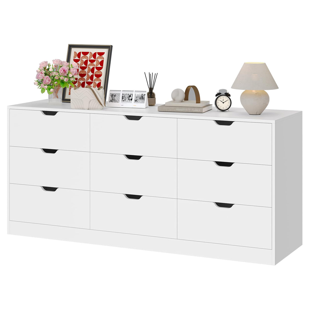 HAUOMS 9 Drawer Dresser for Bedroom, Large Black Chest of Drawers for Bedroom,Long Modern Dressers with Drawers for Living Room, Hallway HAUOMS