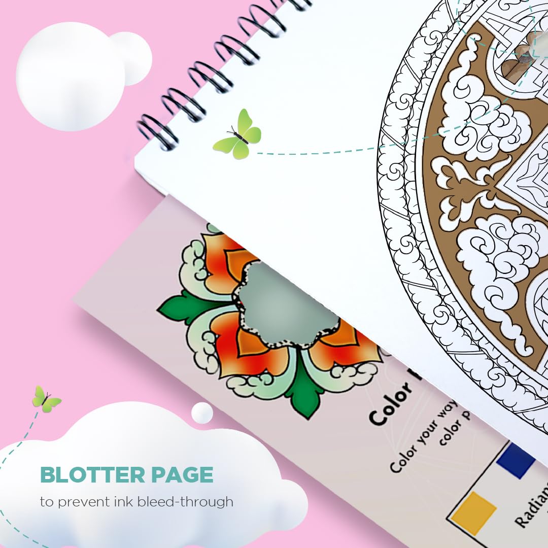 ColorIt Mandalas Volume VII Spiral Bound Adult Coloring Book with 50 Mandala Patterns for Relaxation and Stress Relief - Includes Perforated Pages, Thick Paper, Hardback Covers, and Blotter Page ColorIt