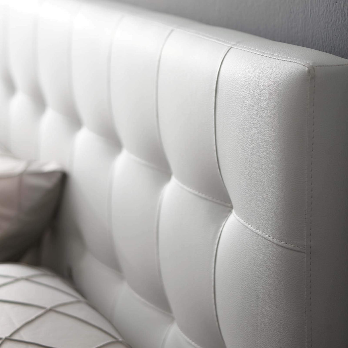Modway Lily Tufted Faux Leather Upholstered Full Headboard in White Modway