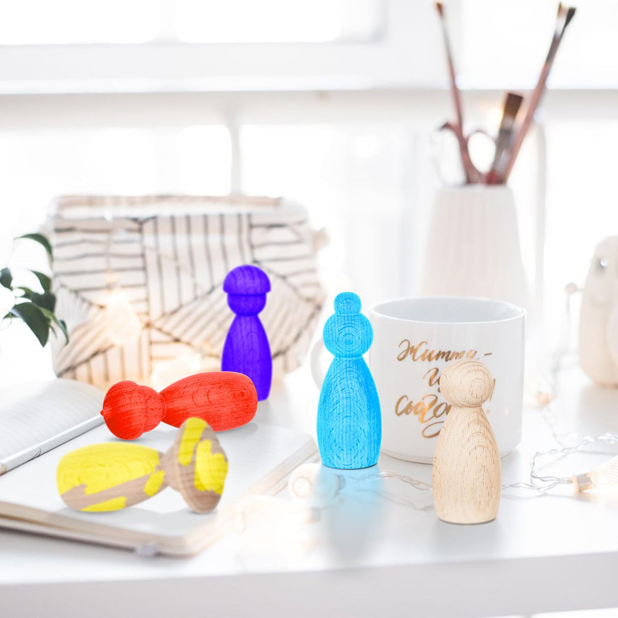 MAGICLULU 5pcs Blank Wooden Peg Dolls Unfinished Wood Dolls Unpainted Blank Puppet Dolls Wood Peg People Crafts for DIY Graffiti Painting Dollhouse Decor (3x8cm) MAGICLULU