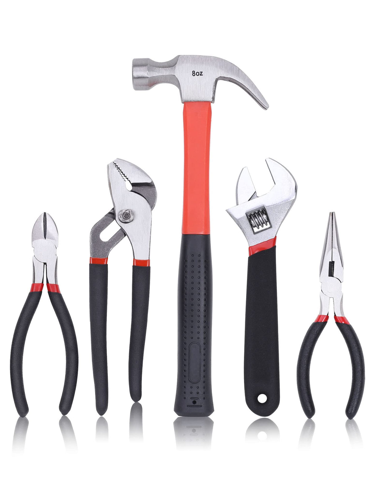 FASTPRO 215-Piece Home Repairing Tool Set with 12-Inch Wide Mouth Open Storage Bag,Household Hand Tool Kit,Red FASTPRO