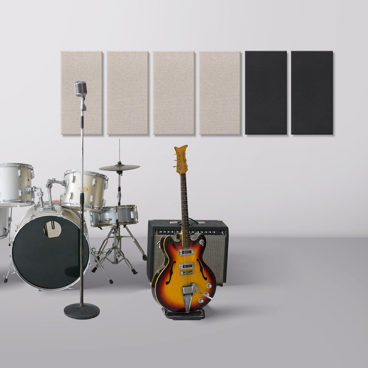 UMIACOUSTICS 4 PCS Acoustic Panels, 2“ Thick 23.6" x 11.8" Fiberglass Sound Wall Panels, Self-adhesive Sound Absorbing Panels for Home Studios, Office, Theater. Light Camel UMIACOUSTICS