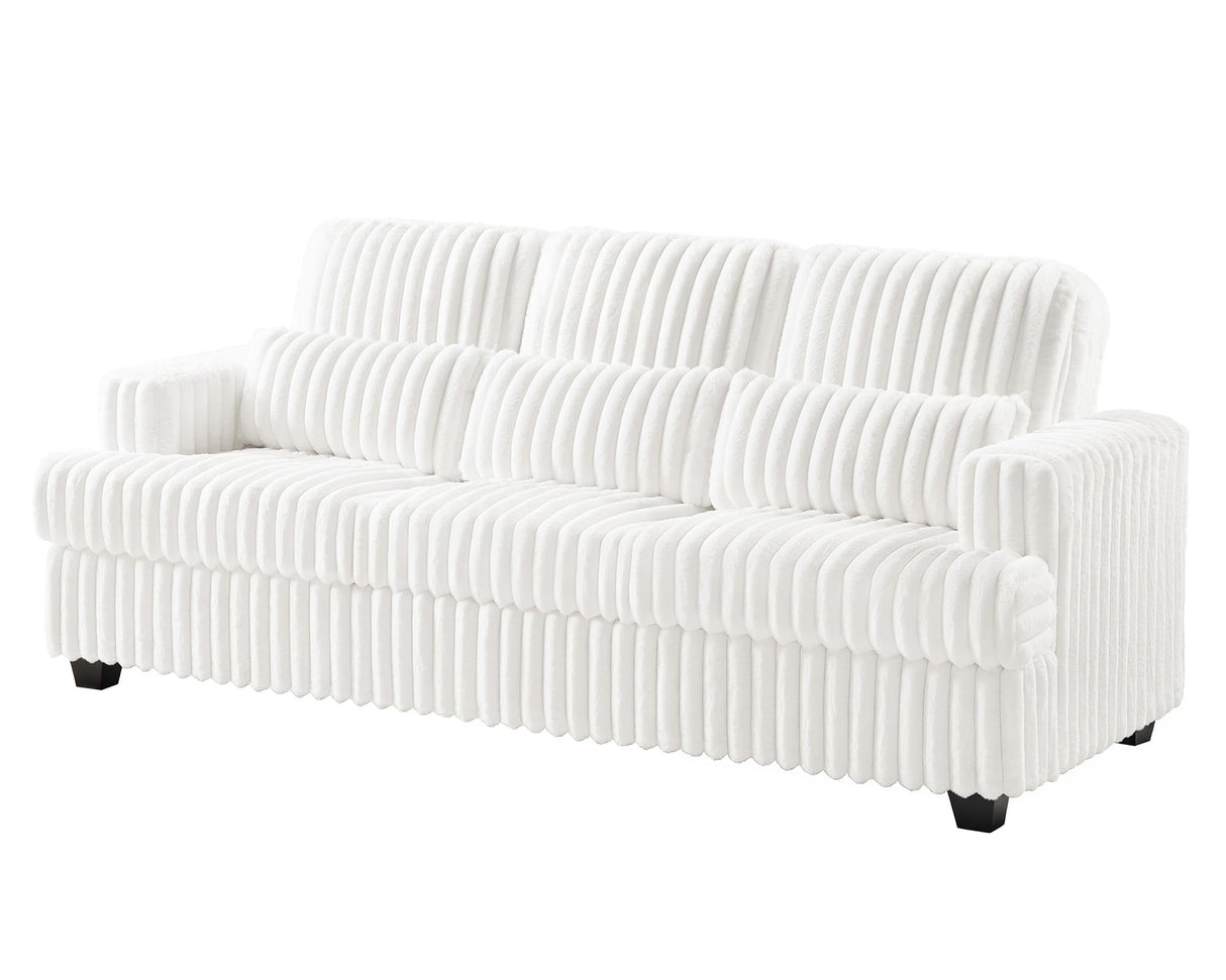 VanAcc 89 Inch Sofa, Modern Couch with Deep Seats, Comfy Sofa with 3 Throw Pillows, Upholstered Couch for Living Room, White VanAcc