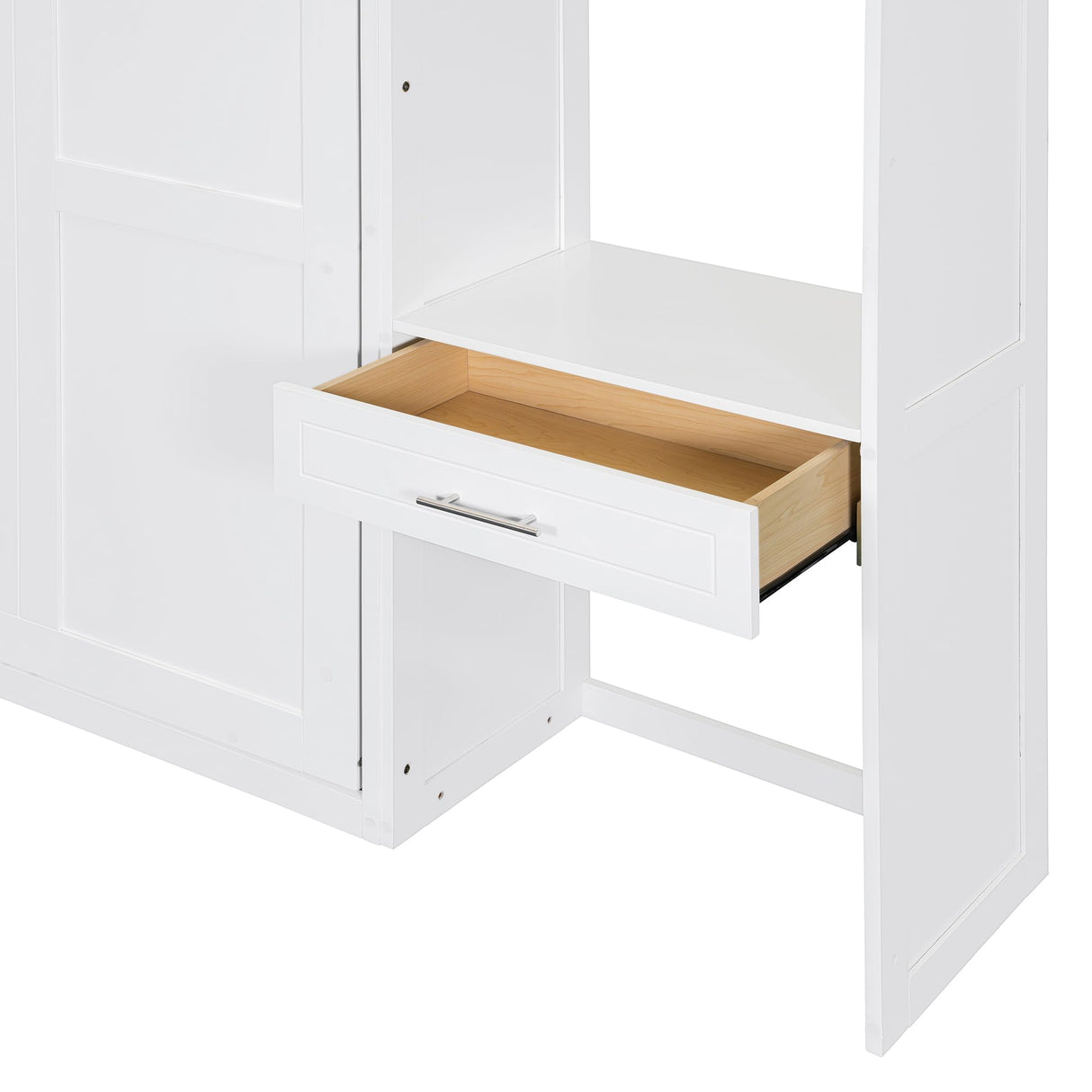 Harper & Bright Designs Queen Size Wall Murphy Bed with Desk, Wooden Queen Size Wall Bed with Storage Top Cabinet and Storage Shelves, White Harper & Bright Designs