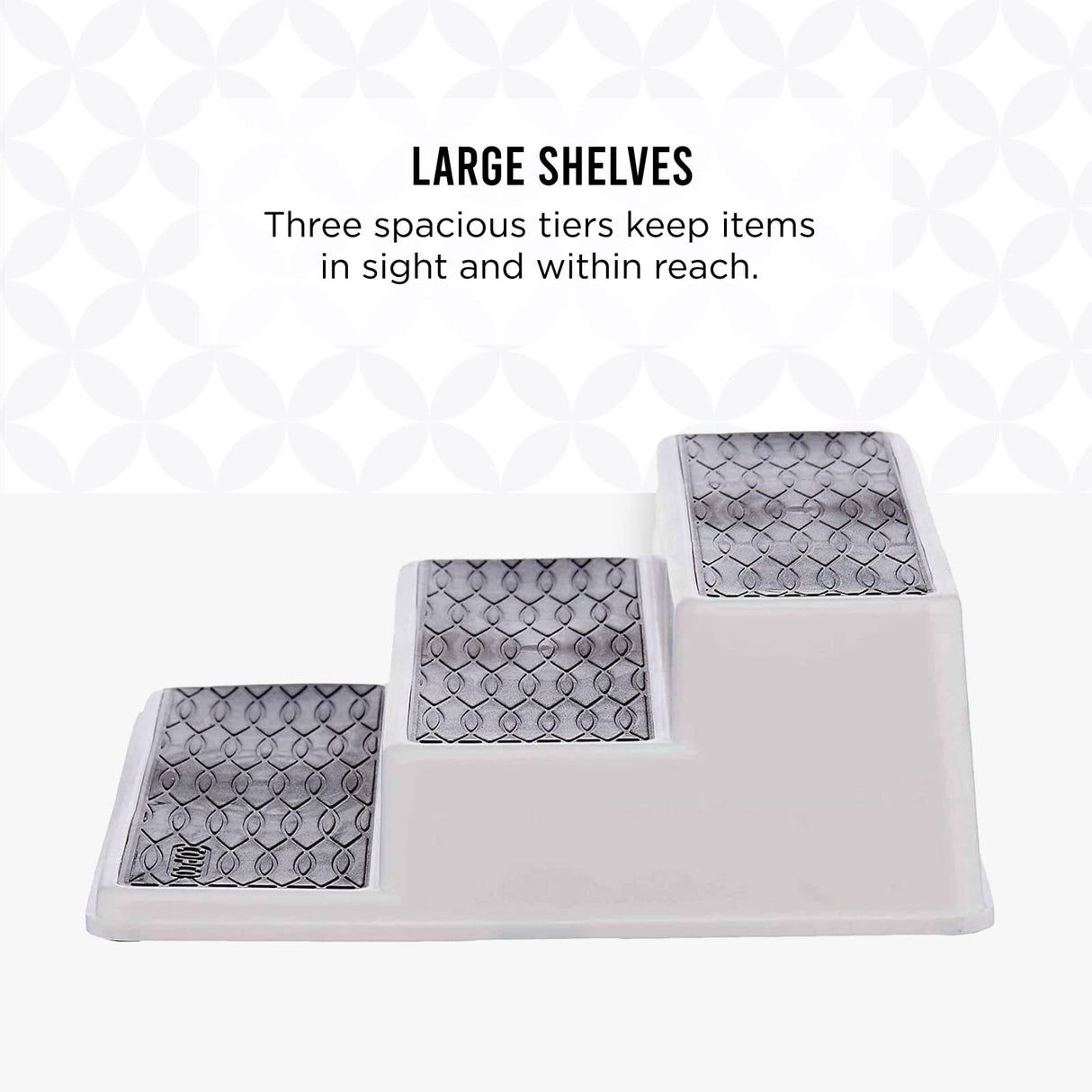 Copco Non-Skid 3-Tier Spice Pantry Kitchen Cabinet Organizer, 10-Inch, White/Gray Copco